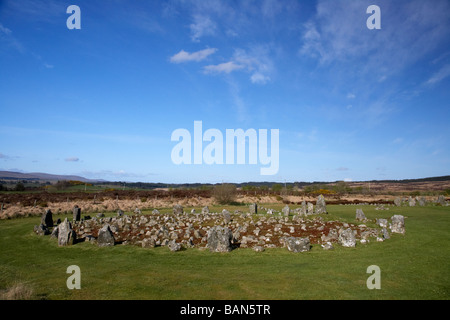 gefüllte einzelne Steinkreis am Beaghmore Stone Circles County Tyrone Nordirland Vereinigtes Königreich Stockfoto