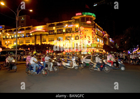 Straßenszenen in der Nacht in Ho-Chi-Minh-Stadt-Vietnam Stockfoto