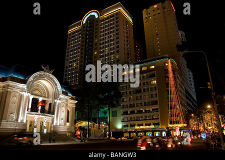 Das Saigon Opera House in der Nacht in Ho-Chi-Minh-Stadt-Vietnam Stockfoto