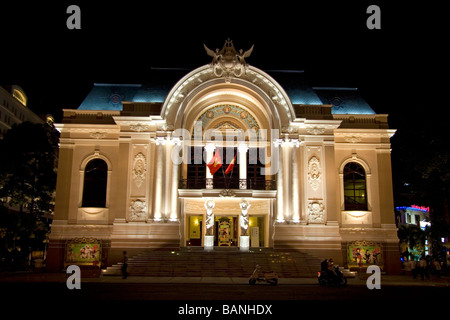 Das Saigon Opera House in der Nacht in Ho-Chi-Minh-Stadt-Vietnam Stockfoto