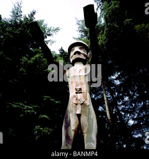 Nuu-Chah-Nulth willkommen Abbildung Totempfahl im Museum für Völkerkunde, University of British Columbia (UBC), Vancouver, BC, Kanada Stockfoto