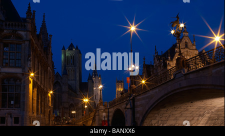 Blick auf St. Michael'sbridge, Gent Stockfoto