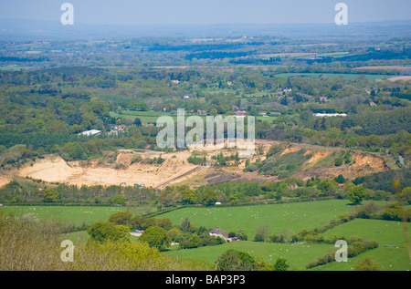 Rock gemeinsame Steinbruch in Washington gesehen von Chanctonbury Ring, West Sussex, Großbritannien Stockfoto