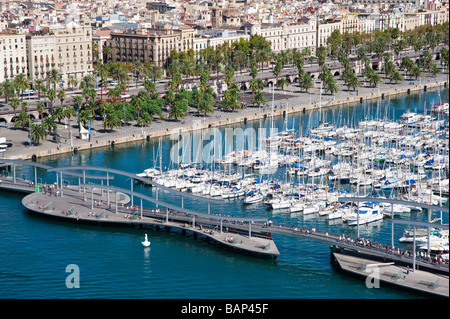 Barcelonas Port Vell und Rambla de Mar Fußgängerbrücke Katalonien Spanien Stockfoto