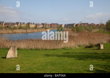 Begrünten Neubausiedlung Hampton Peterborough Stockfoto