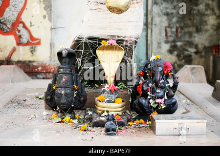 Lord Shiva Ganesh Schrein an Banganga Mumbai Stockfoto