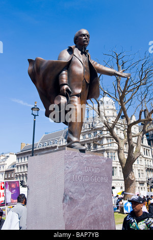 Parliament Square, Westminster, Metall-Statue von David Lloyd George, Earl of Dwyfor, 1863-1945, Welsh Labour-Politiker Stockfoto