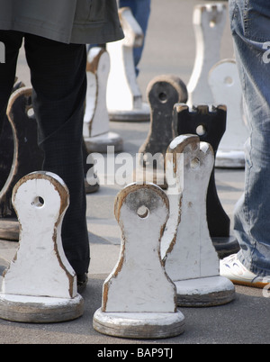 Game of Chess spielte in den Straßen von Lausanne, Schweiz Stockfoto