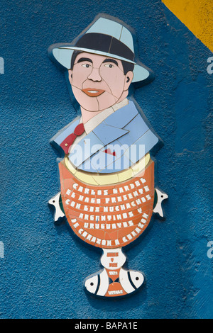 Carlos Gardel Mosaik-Porträt-Kunst in der Wand der Stadtteil La Boca, Buenos Aires Stockfoto