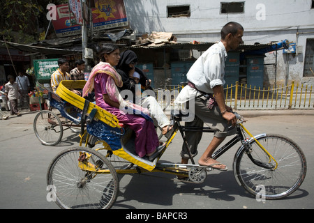 Fahrradrikscha. Alt-Delhi. Indien Stockfoto