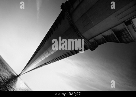 Die Humber-Brücke, eine der längsten einzelnen Span Hängebrücken in der Welt, Hull, East Yorkshire, Humberside, Großbritannien Stockfoto