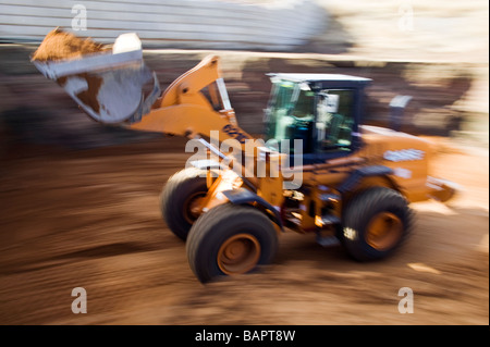 Frontlader, Aushub von Kellern für neue Wohn Häuser Stockfoto