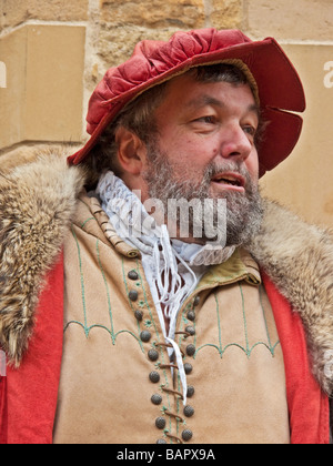 Schauspieler aus der "Best of Times, Worst Times" re Enactment Gruppe hilft das Neuerstellen der Hexham Gefängnis Break von 1538 Stockfoto