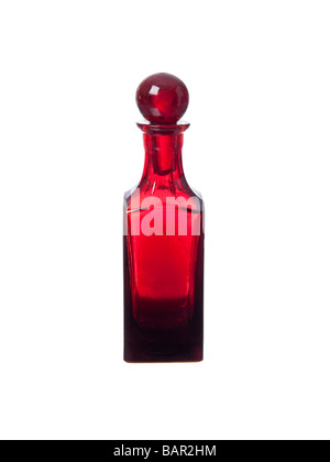 rote Parfüm-Flasche Stockfoto