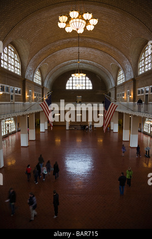 Registrierung-Zimmer auf Ellis Island New York USA Stockfoto