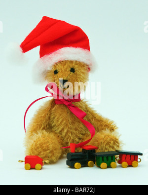 Mini-Weihnachtsmann-Teddybär mit Zug Set (Mini tragen Sammlung) Stockfoto