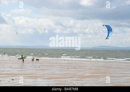 Kitesurfen auf Gullane Beach East Lothian Scotland Stockfoto