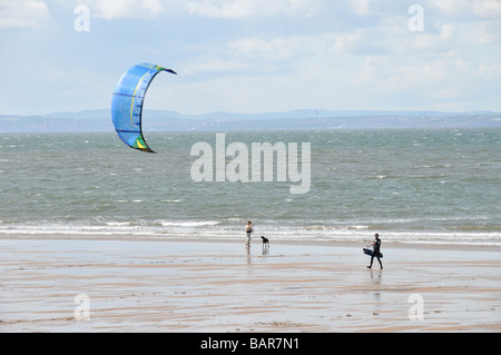 Kitesurfen auf Gullane Beach East Lothian Scotland Stockfoto