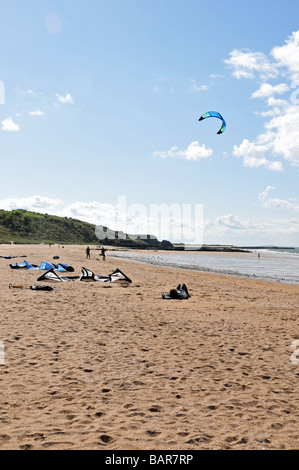 Kitesurfen auf Gullane Beach East Lothian Scotland Stockfoto