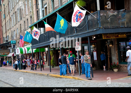 River Street im Süden der USA Stadt Savannah, Georgia, USA, Amerika Stockfoto