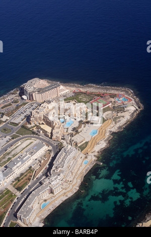 Luftaufnahme des Hotels zum St George's Bay, Malta Stockfoto