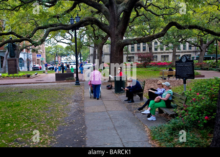 Einer von vielen Parks und Plätze im südlichen USA Stadt Savannah, Georgia, USA, Amerika Stockfoto