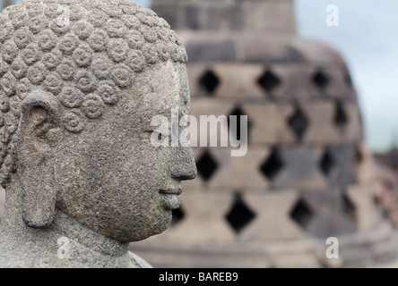 Buddha-Statue in Borobudur, Java, Indonesien Stockfoto