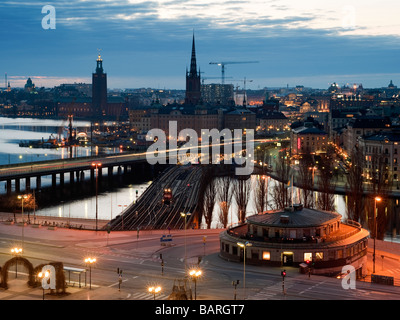 Blick auf Stockholm von der oberen Plattform der Katarina Aufzug, Södermalm, Stockholm, Schweden. Stockfoto