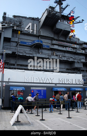 Eintritt in die uss Midway Aircraft Carrier Museum Embarcadero San Diego Kalifornien Usa Stockfoto