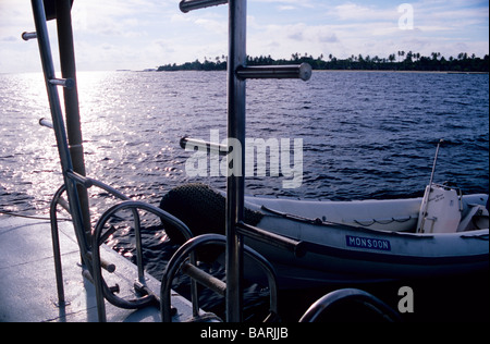 An Bord Motor Yacht "Monsun" Tauchen Leben - an Bord.  Vor Anker auf den Malediven. Indischer Ozean, Stockfoto