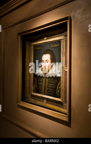 "Cobbe" ein Porträt von William Shakespeare in der "Shakespeare gefunden" Ausstellung im Shakespeare Birthplace Trust hängen. Stockfoto