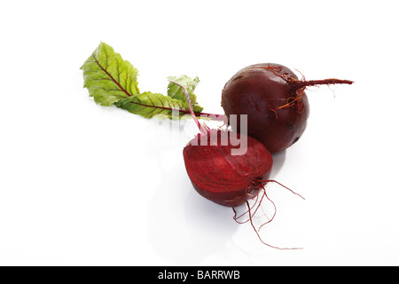 In Scheiben geschnittene rote Bete, erhöhten Blick Stockfoto