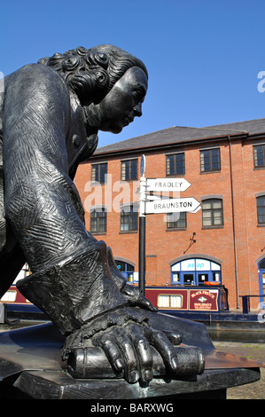 James Brindley Statue, Coventry Kanal-Becken, West Midlands, England, UK Stockfoto