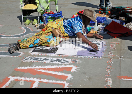 Pavement Artist Trafalgar Square in London England Stockfoto