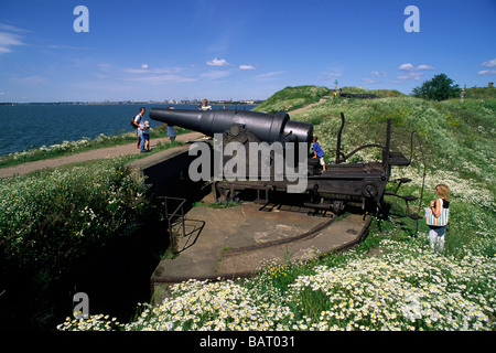 Finnland, Helsinki, Festung Suomenlinna, alte Kanone Stockfoto