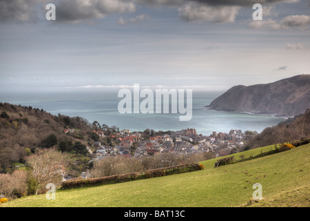 Am frühen Morgen blickte, Lynton an der Küste von North Devon Stockfoto