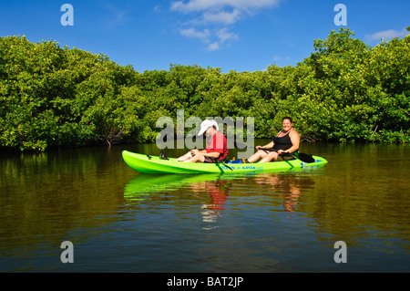 See-Kajak der Mangroven in Lac Bay Bonaire Stockfoto