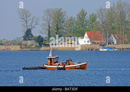 Angelboot/Fischerboot aus Waase, Insel Ummanz, Insel Rügen, Mecklenburg Vorpommern, Norddeutschland Stockfoto