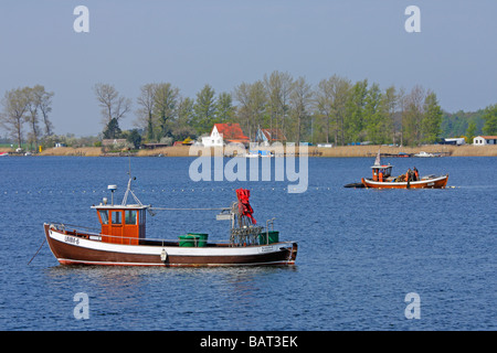 Angelboote/Fischerboote aus Waase, Insel Ummanz, Insel Rügen, Mecklenburg Vorpommern, Norddeutschland Stockfoto