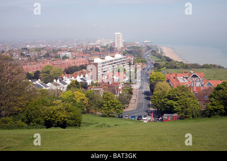 Ansichten von Eastbourne von den South Downs in der Nähe von Beachy Head East Sussex England Stockfoto