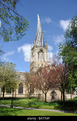 Kirche Notre-Dame und alle Heiligen, Chesterfield, Derbyshire, England, Vereinigtes Königreich Stockfoto