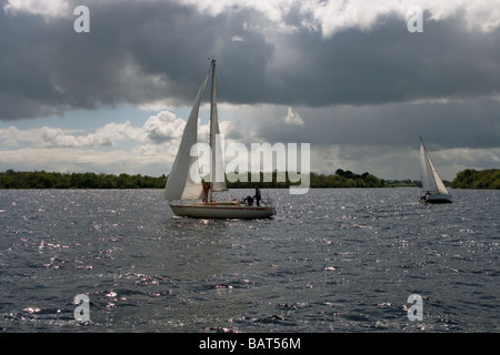 2 Segelboote am Lough Ree (See Ree), Shannon River, Irland, Europa Stockfoto