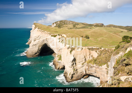 Felsbogen gegenüber Cape Farewell Südinsel Neuseeland Stockfoto