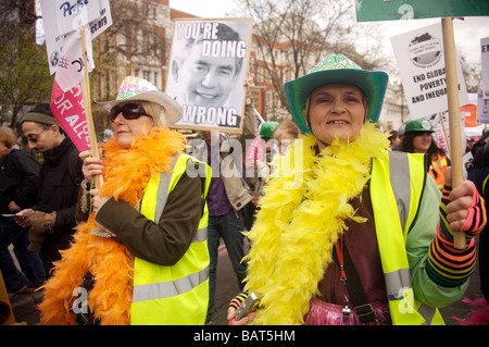Demonstranten auf dem G20-Klima Notfall März in London 2009 Stockfoto