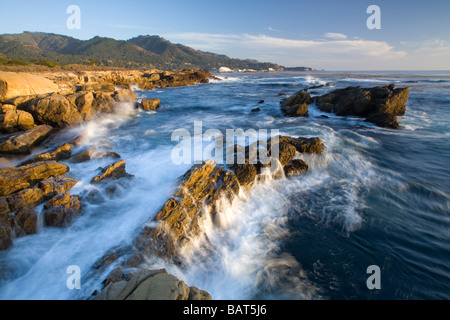 Wellen an der felsigen Küste des Point Lobos State Park, CA. Stockfoto