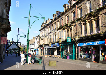 Pedestrianed Spring Gardens, Buxton, Derbyshire, England, Vereinigtes Königreich Stockfoto