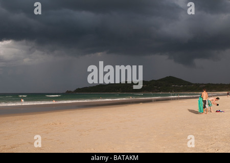 Gewitterhimmel Clarkes Beach Byron Bay NSW Australia Stockfoto