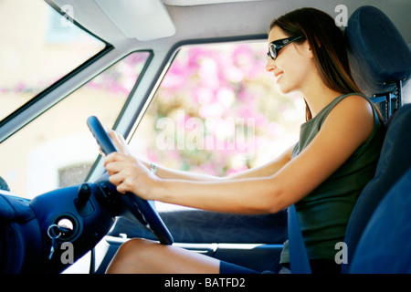 Autofahrerin. Stockfoto