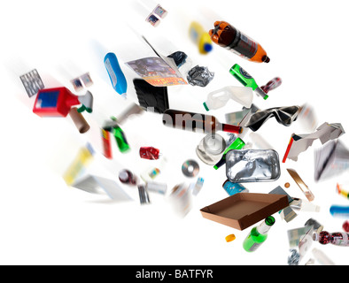 Wiederverwertbare Hausmüll entsorgt werden. Stockfoto