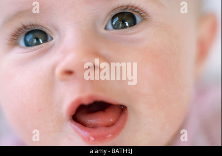 Baby. Gesicht von einem 4-Monats-Oldbaby Mädchen. Stockfoto